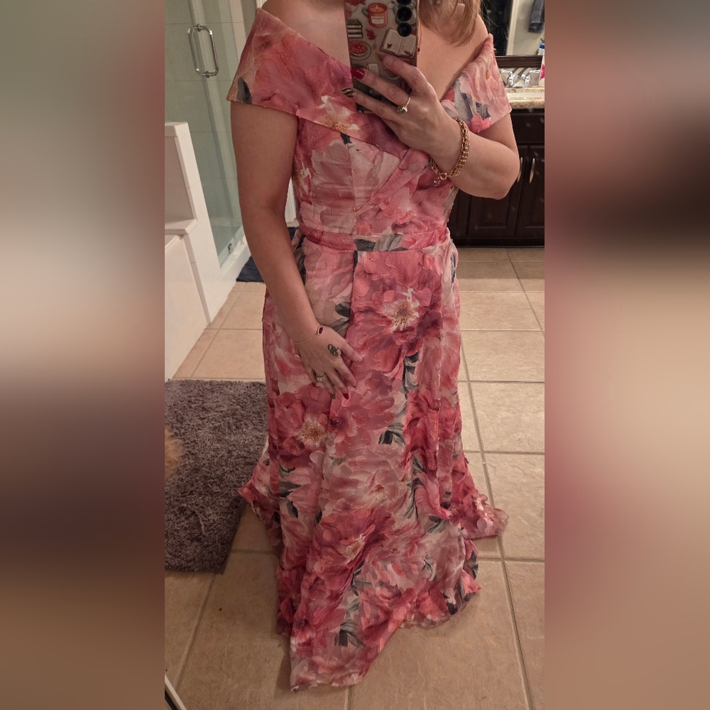 Xscape Pink Floral Gown